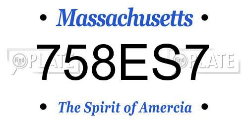 758ES7 Massachusetts License Plate