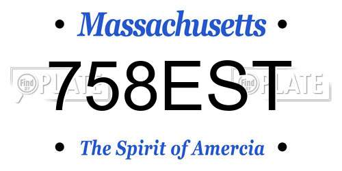 758EST Massachusetts License Plate