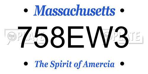 758EW3 Massachusetts License Plate