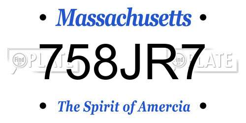 758JR7 Massachusetts License Plate