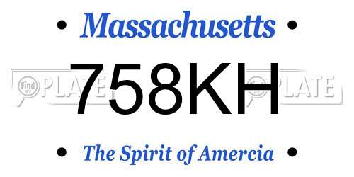 758KH Massachusetts License Plate