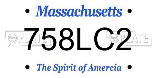 758LC2 Massachusetts License Plate