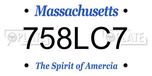 758LC7 Massachusetts License Plate