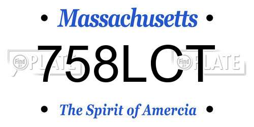 758LCT Massachusetts License Plate