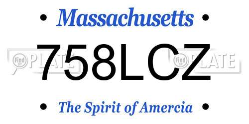758LCZ Massachusetts License Plate