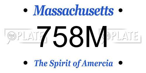 758M Massachusetts License Plate