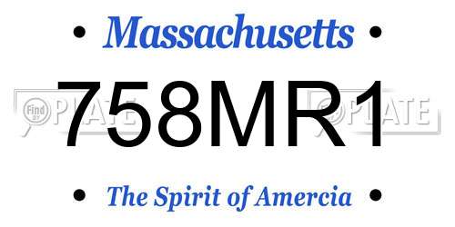 758MR1 Massachusetts License Plate