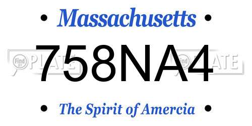 758NA4 Massachusetts License Plate