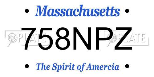 758NPZ Massachusetts License Plate