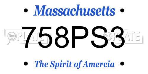 758PS3 Massachusetts License Plate