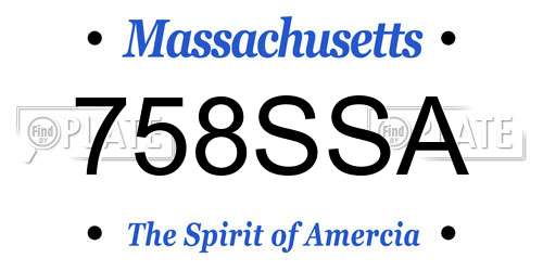 758SSA Massachusetts License Plate