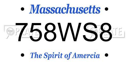 758WS8 Massachusetts License Plate