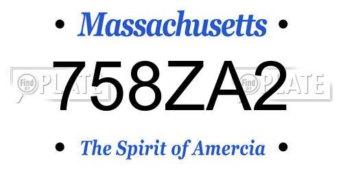 758ZA2 Massachusetts License Plate