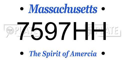 7597HH Massachusetts License Plate