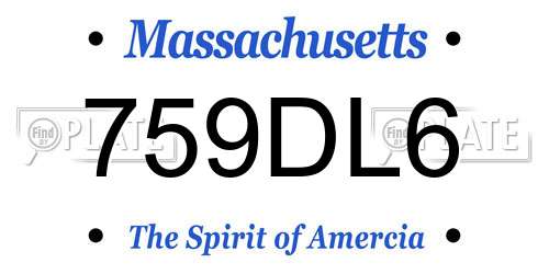 759DL6 Massachusetts License Plate