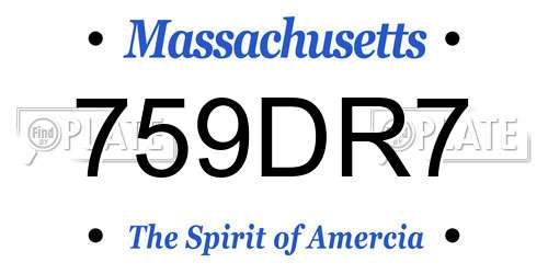 759DR7 Massachusetts License Plate