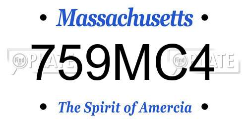 759MC4 Massachusetts License Plate