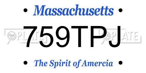 759TPJ Massachusetts License Plate