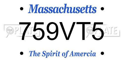 759VT5 Massachusetts License Plate