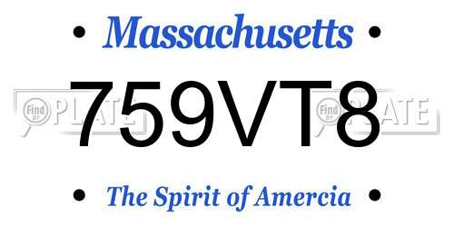 759VT8 Massachusetts License Plate