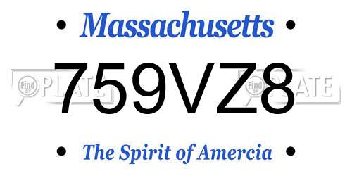 759VZ8 Massachusetts License Plate