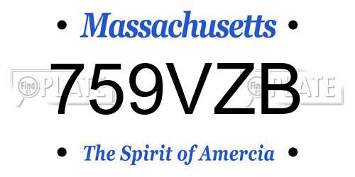 759VZB Massachusetts License Plate