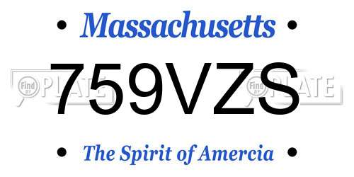 759VZS Massachusetts License Plate