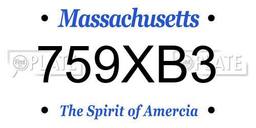 759XB3 Massachusetts License Plate