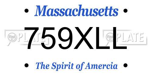 759XLL Massachusetts License Plate