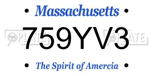 759YV3 Massachusetts License Plate