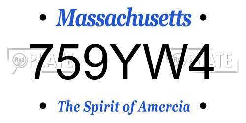 759YW4 Massachusetts License Plate