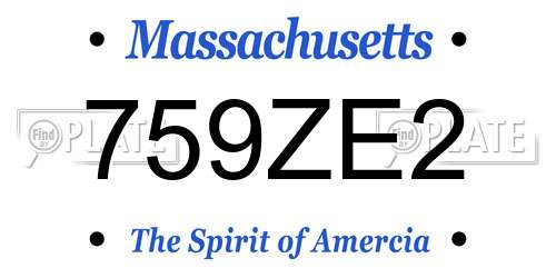 759ZE2 Massachusetts License Plate
