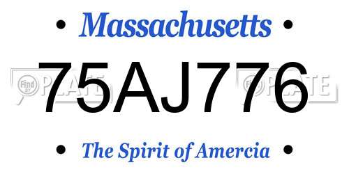75AJ776 Massachusetts License Plate