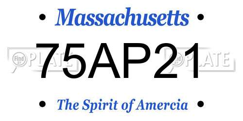 75AP21 Massachusetts License Plate
