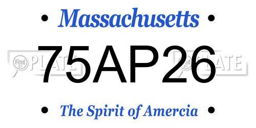 75AP26 Massachusetts License Plate