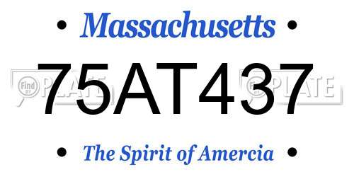 75AT437 Massachusetts License Plate