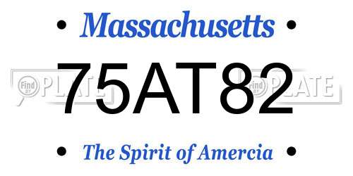 75AT82 Massachusetts License Plate