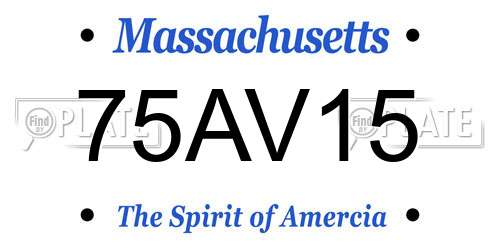 75AV15 Massachusetts License Plate