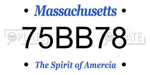 75BB78 Massachusetts License Plate