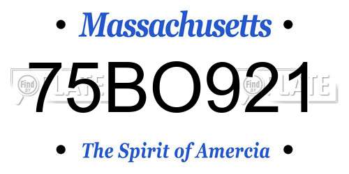75BO921 Massachusetts License Plate