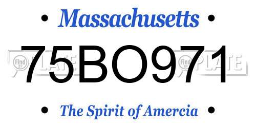 75BO971 Massachusetts License Plate