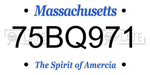 75BQ971 Massachusetts License Plate
