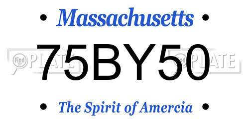 75BY50 Massachusetts License Plate