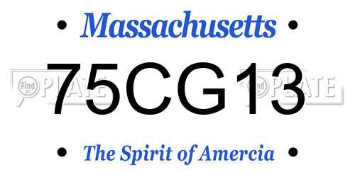 75CG13 Massachusetts License Plate