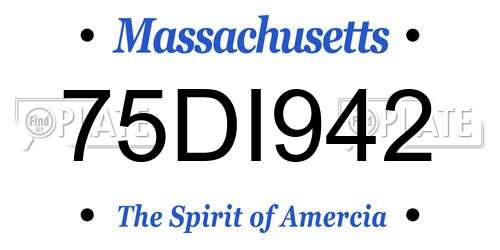 75DI942 Massachusetts License Plate