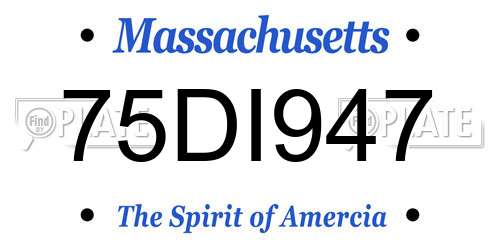 75DI947 Massachusetts License Plate