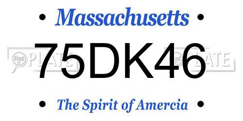 75DK46 Massachusetts License Plate