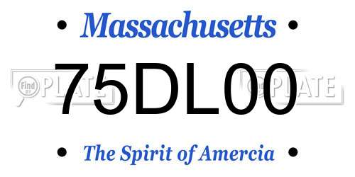 75DL00 Massachusetts License Plate