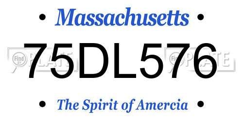 75DL576 Massachusetts License Plate