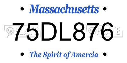 75DL876 Massachusetts License Plate